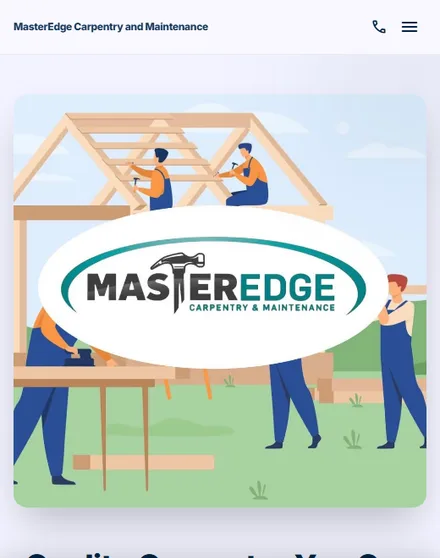 The Master Edge Carpentry website on a phone